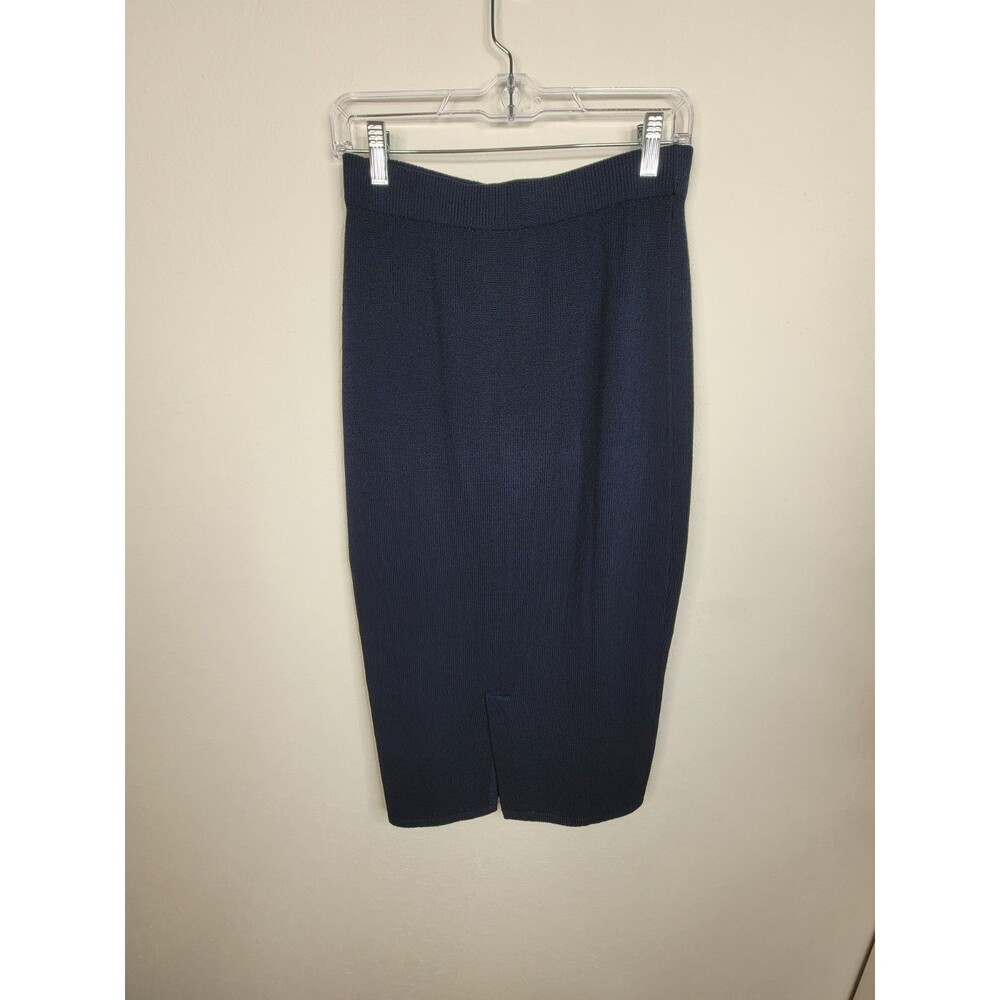 St. John Separates Navy Santana Knit Midi Skirt Size 8 Beautiful Made in USA - Picture 17 of 17